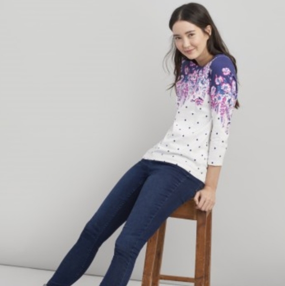 Joules Tops - Joules 100% Cotton Floral and Polka 3/4 Sleeve Top